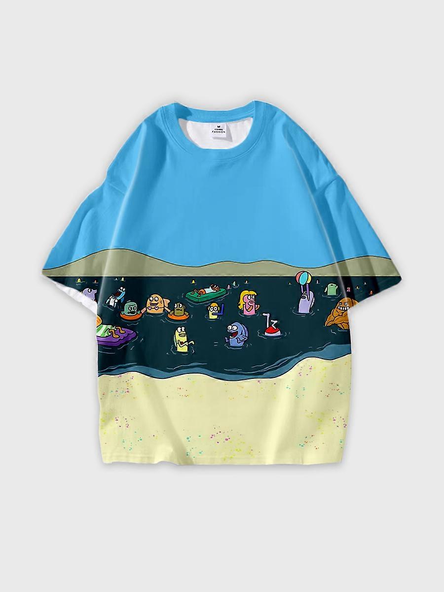 T-shirt round neck Anime Pattern loose short sleeve D1434