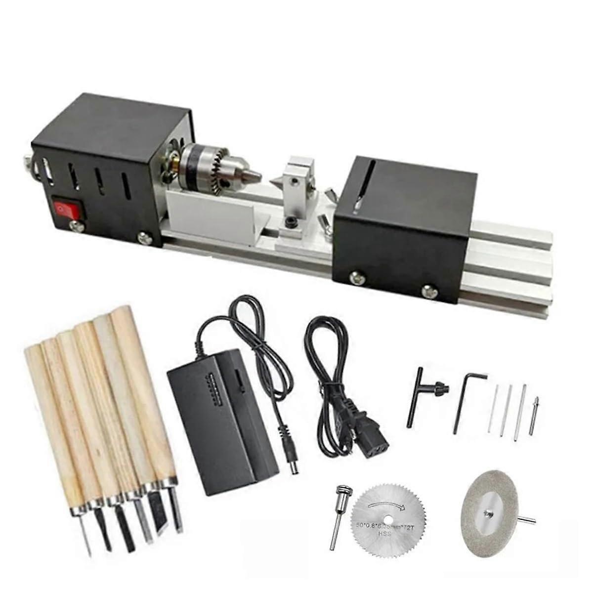 Mini Lathe, Miniature Bead Lathe 12V/24V, Woodworking Rotary Tool for Beads, Basic Black 3 Model