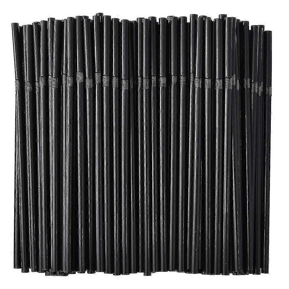 500/200/100pcs Flexible Bendy Black Drinking Straws Plastic Disposable Straws