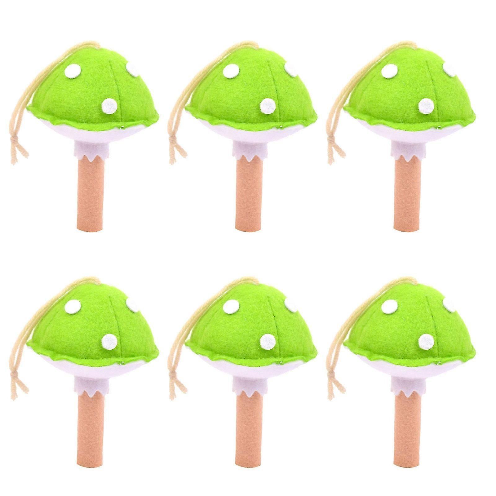 6pcs Handmade Wool Felt Mushrooms for DIY Garland and Craft Projects