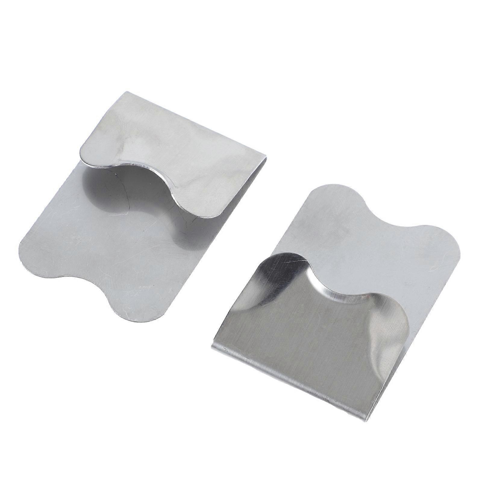 2Pcs Square French Nail Art Templates for Salon DIY Made of Durable Stainless Steel Silver