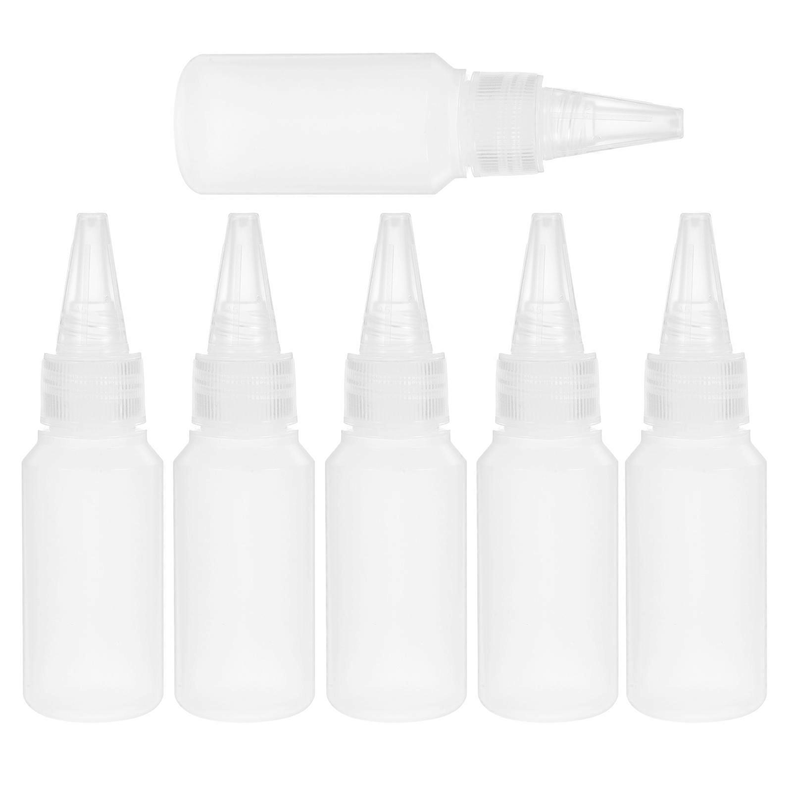 6pcs Plastic Squeeze Bottles for Glue, Paint, and Craft Liquids – Durable Transparent Design with Precision Tip for Efficient Dye Storage