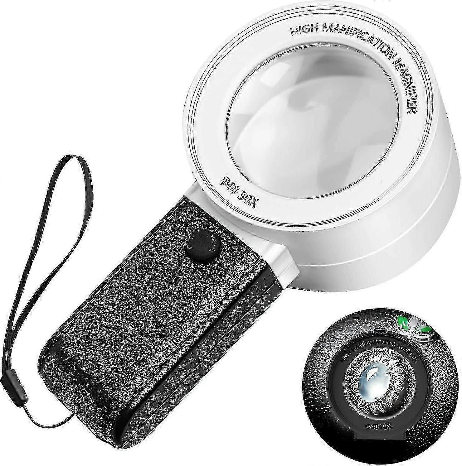 Lente d'ingrandimento 30x con 3 led e lenti resistenti ai graffi a luce UV Lente d'ingrandimento portatile per gioielli ad alta chiarezza per diamanti, gioiellieri, monete