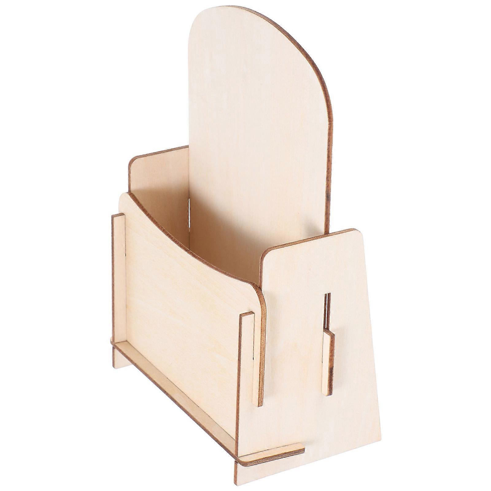 Wood Desktop Organizer for Home Office Light Yellow Multifunctional Book and Magazine Rack Compact Size