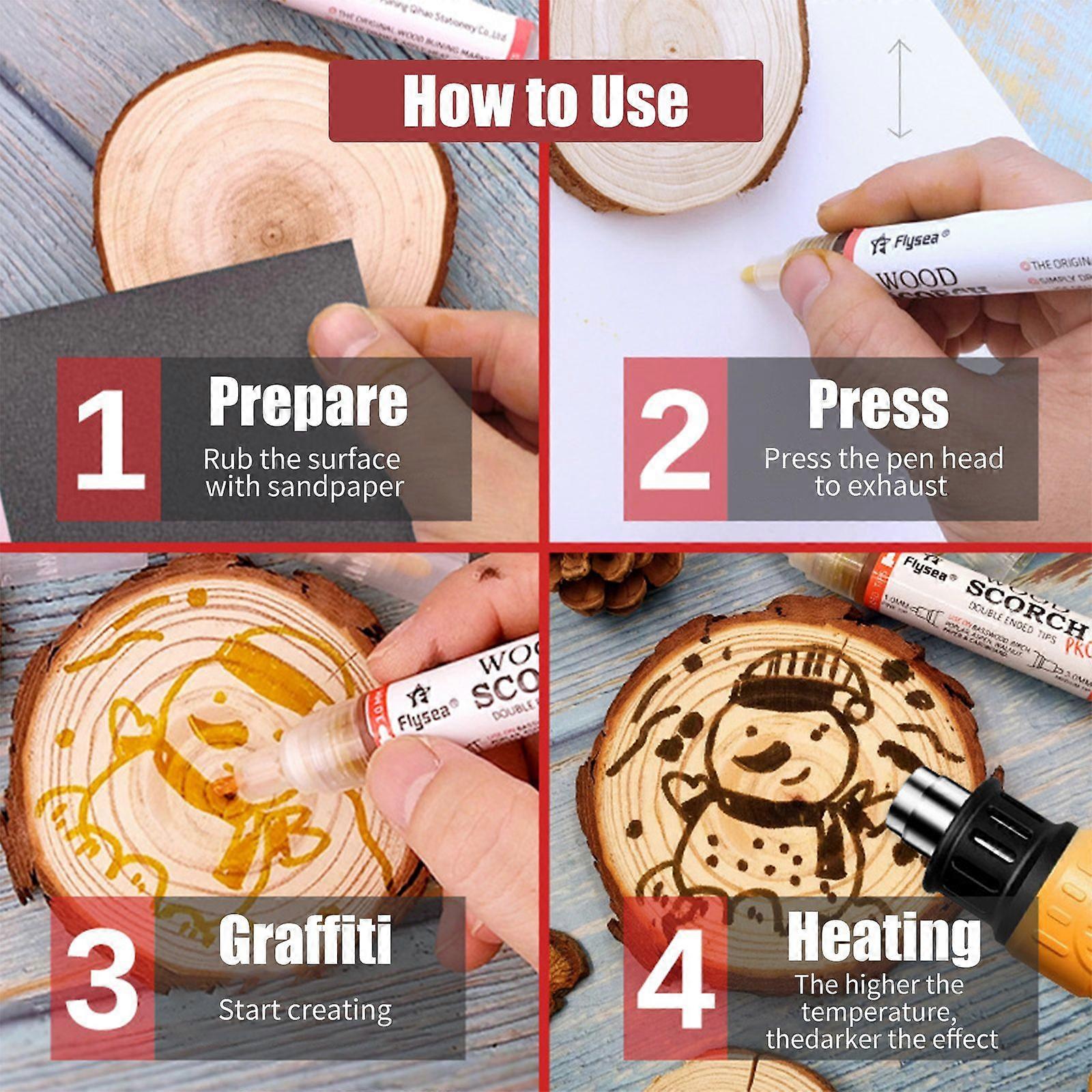 ماركر DIY حرق القلم علامة مزدوجة رأس حرق الخشب القلم ماركر بيروغرافيا ماركر لمشاريع DIY أداة الموقد الخشب