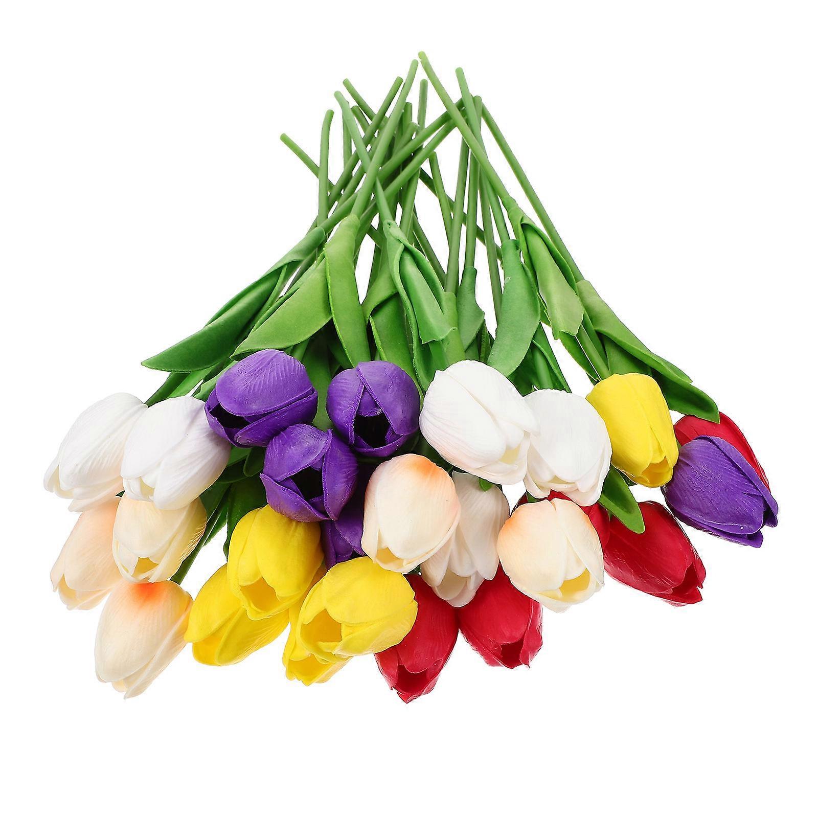 Assorted Color Fake Tulips for Decor with Lifelike Appearance and High Durability, 25pcs