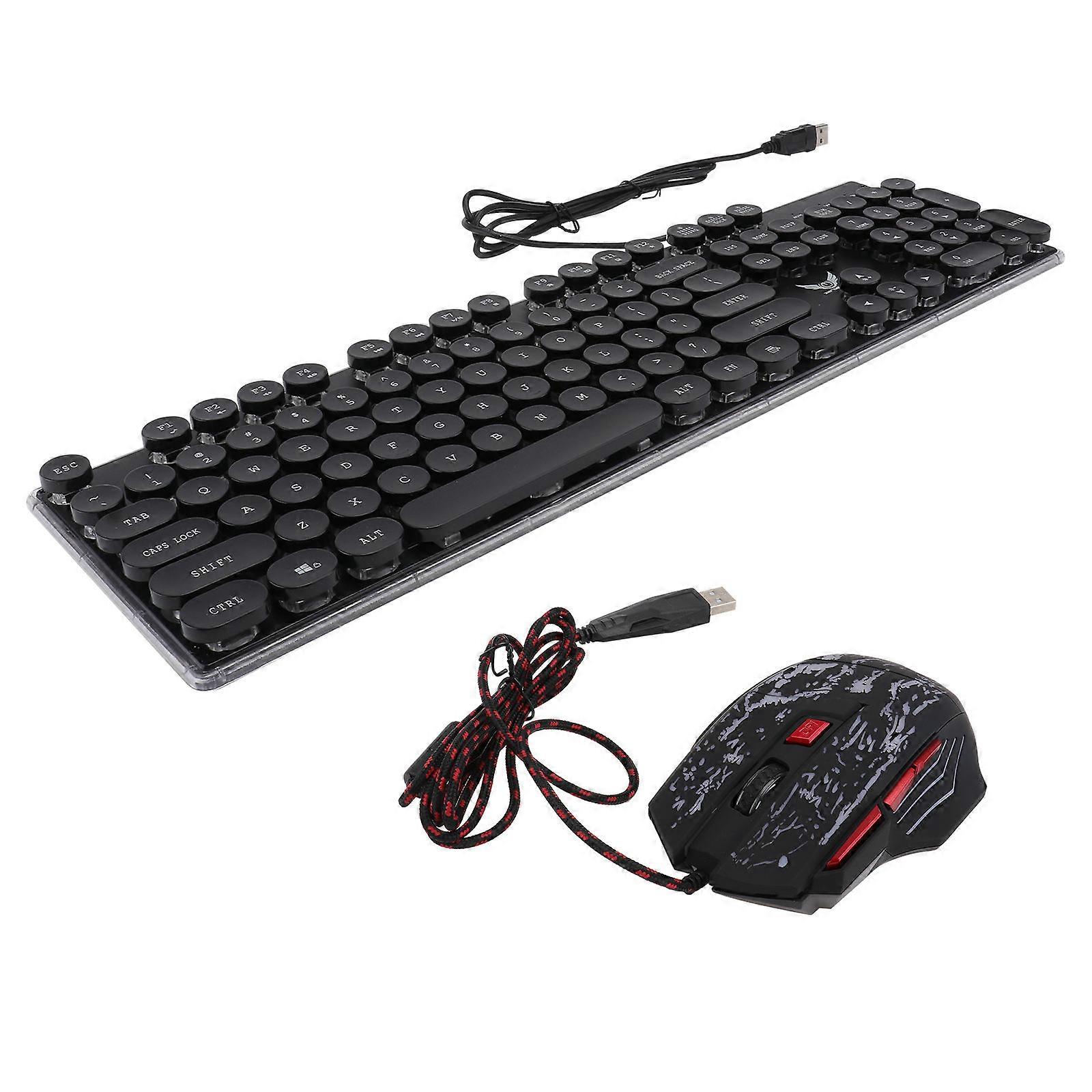 Gaming Keyboard Mouse Set Cool Rainbow LED Backlit Ergonomic Design For Gamers 2Pcs