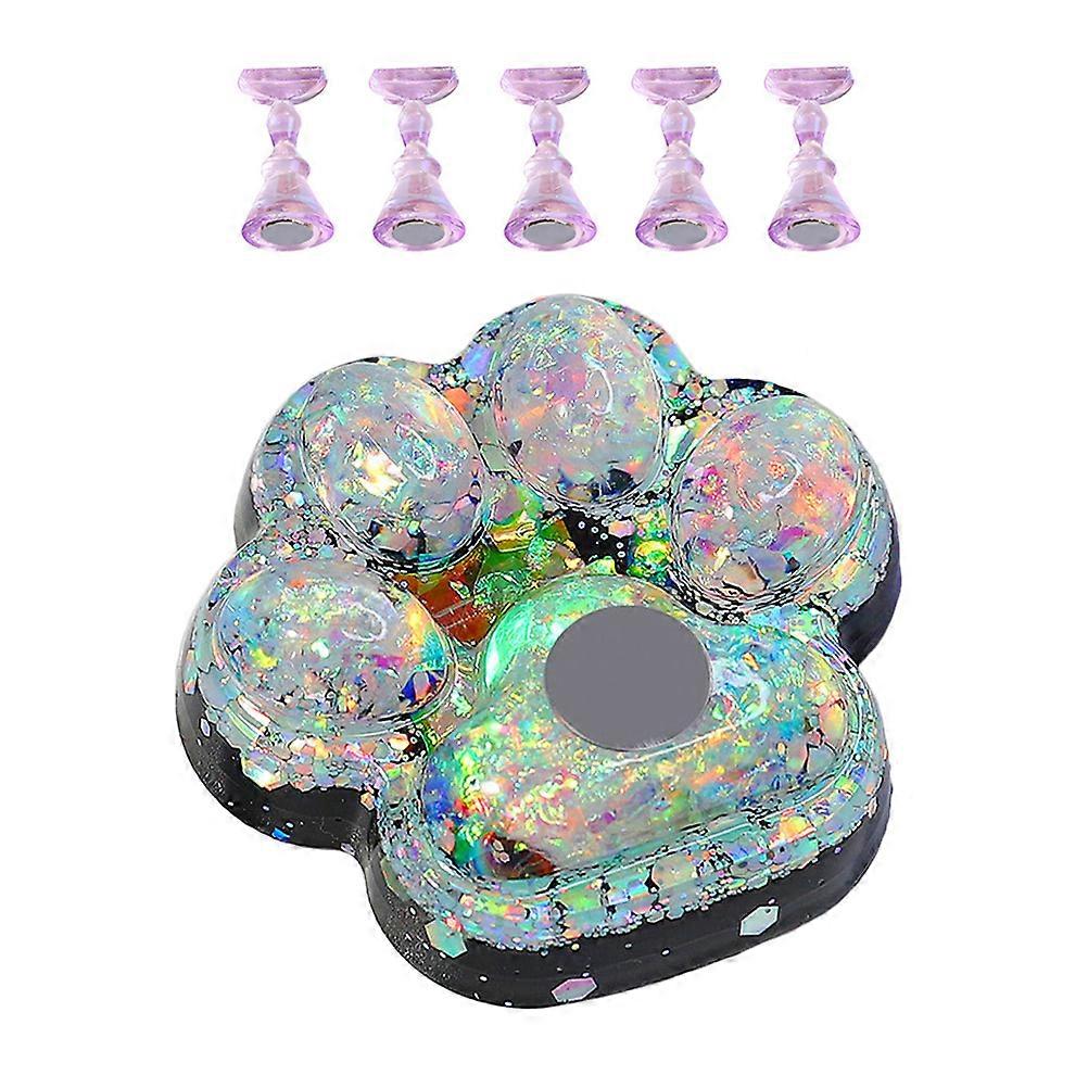 Magnetic Nail Tip Stand with Glow Display Base, Portable Nail Art Accessory for Salons and Home Use, Durable and Stable Holder for Selection Neon