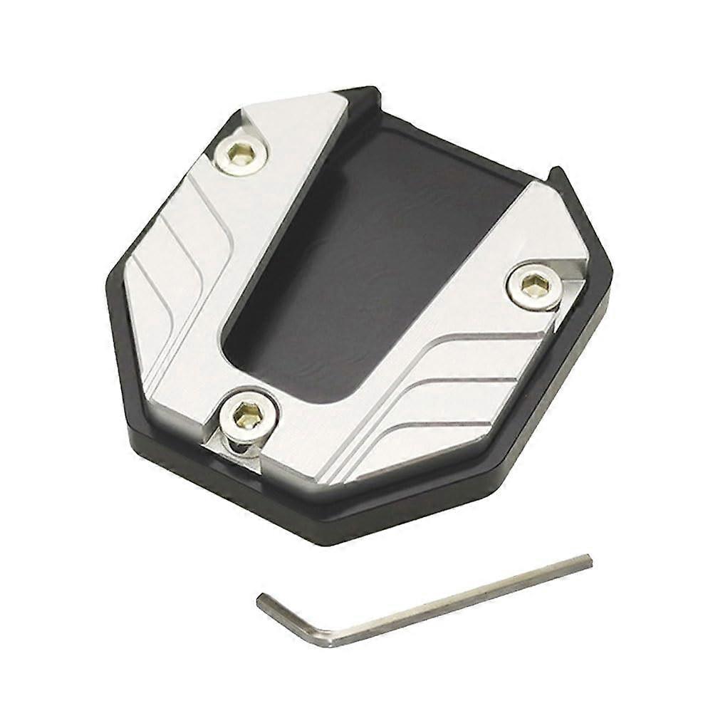 Side Stand Plate Bicycle Stand Extender Anti-Slip Holder for Motorcycle and Scooter Support Pad Silver
