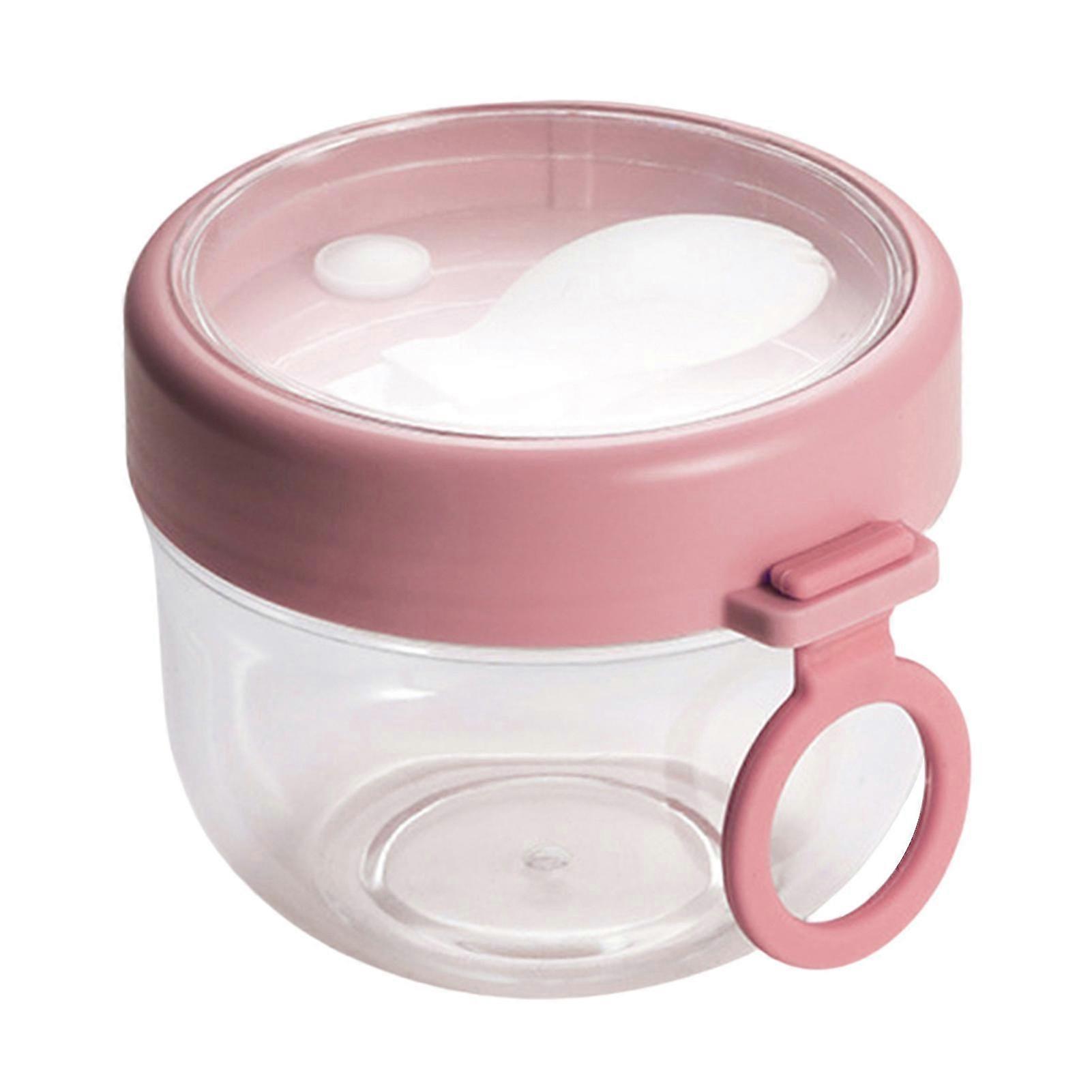 2025 Overnight Oats Jar with Lid Mini Spoon Ring Handle Microwaveable Food-Grade Container Portable Breakfast Soy Milk Cup Yogurt Salad Cup Household