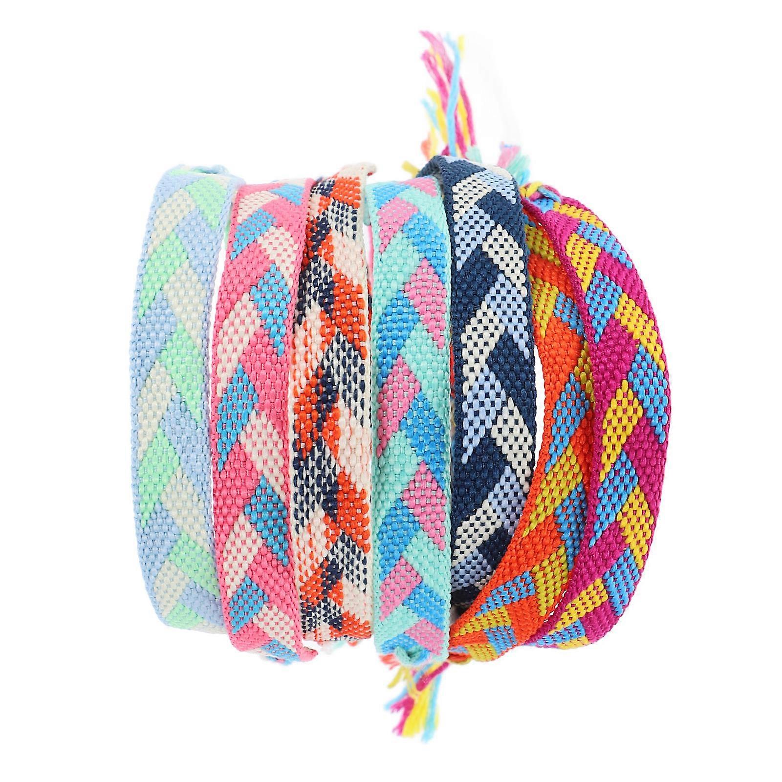Adjustable Size 7Pcs Hand-woven Braided Design Ankle And Wrist Bracelets Assorted Color Perfect For Themed Events