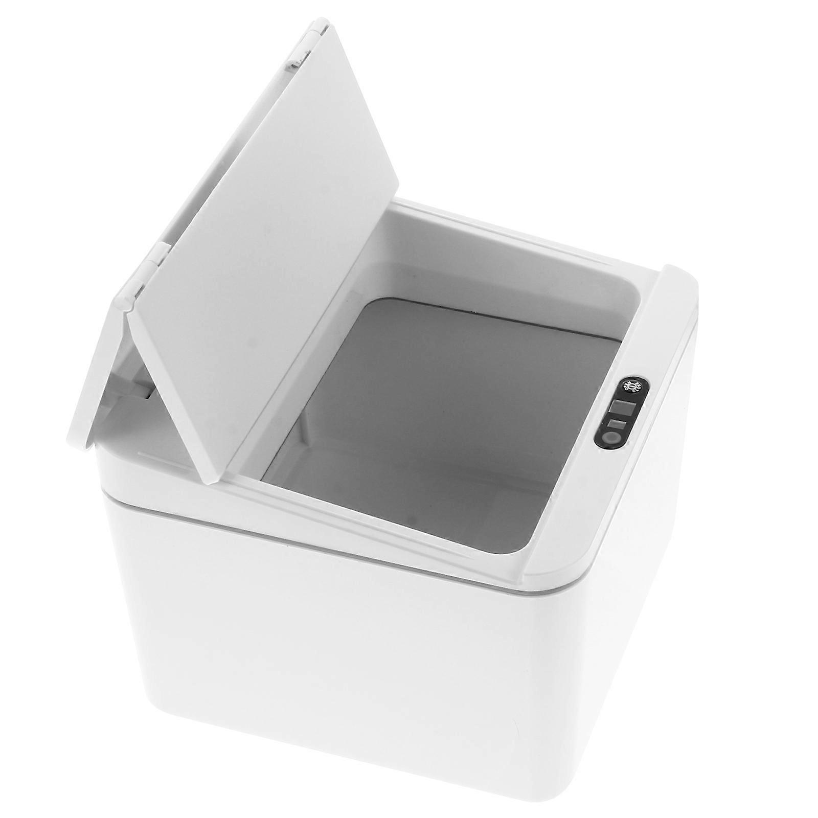 White Car Trash Can with Sensor for Convenient Storage and Organizing in Your Vehicle ABS 7.8x4.5 Inches