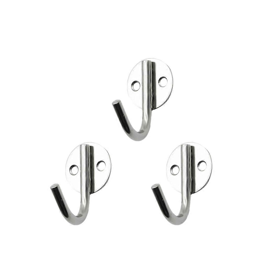 Stainless Steel Wall Mount Hooks for Bathroom Kitchen Silver Smooth Surface 3PCS