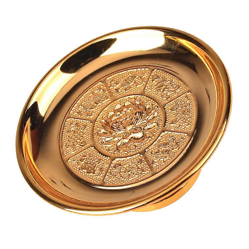 Golden Serving Tray Home Decoration 18X18CM Zinc Alloy Lotus Shape 1Set