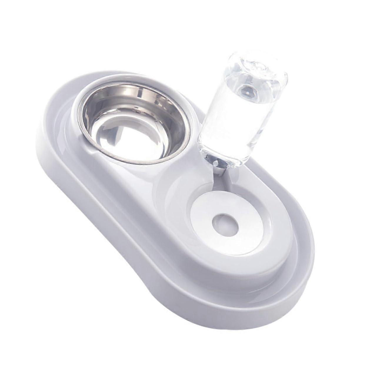 Automatic Pet Water Bowl with Double Dishes, Splash-Proof Design, Water Bottle Included for Cats and Dogs, Beige