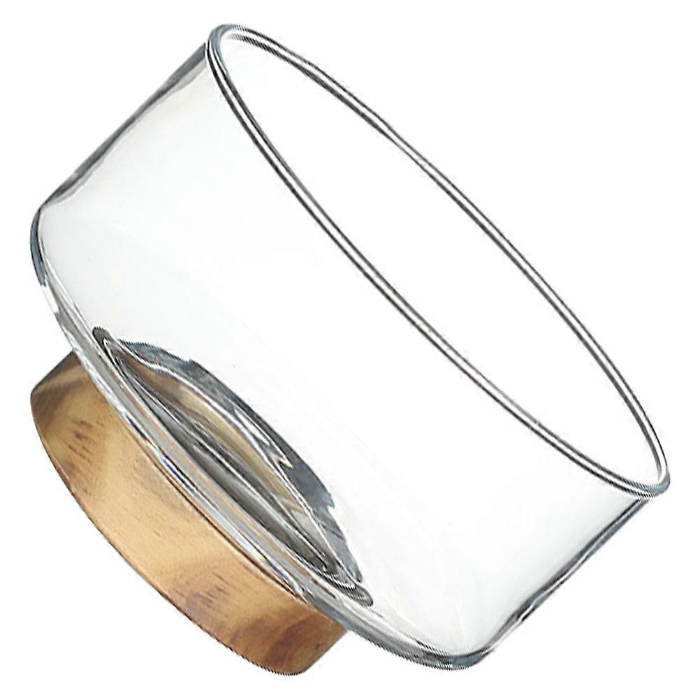 وجبة خفيفة تقديم صينية قاعدة خشبية زجاجية مستديرة حامل طعام للديكور المنزلي 1 قطعة