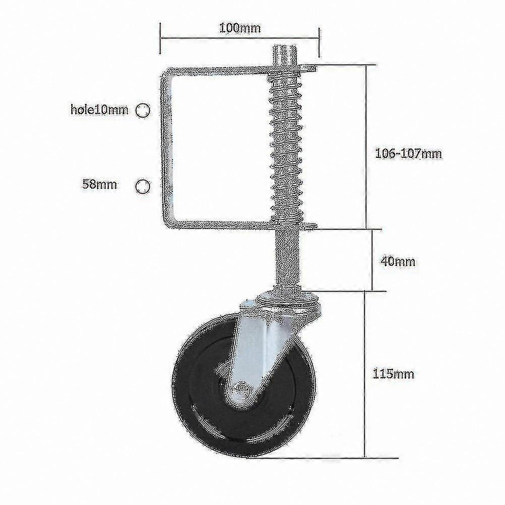Heavy Duty 4" Rubber Swivel Caster with Spring Loaded Gate Wheel, 220lbs Capacity