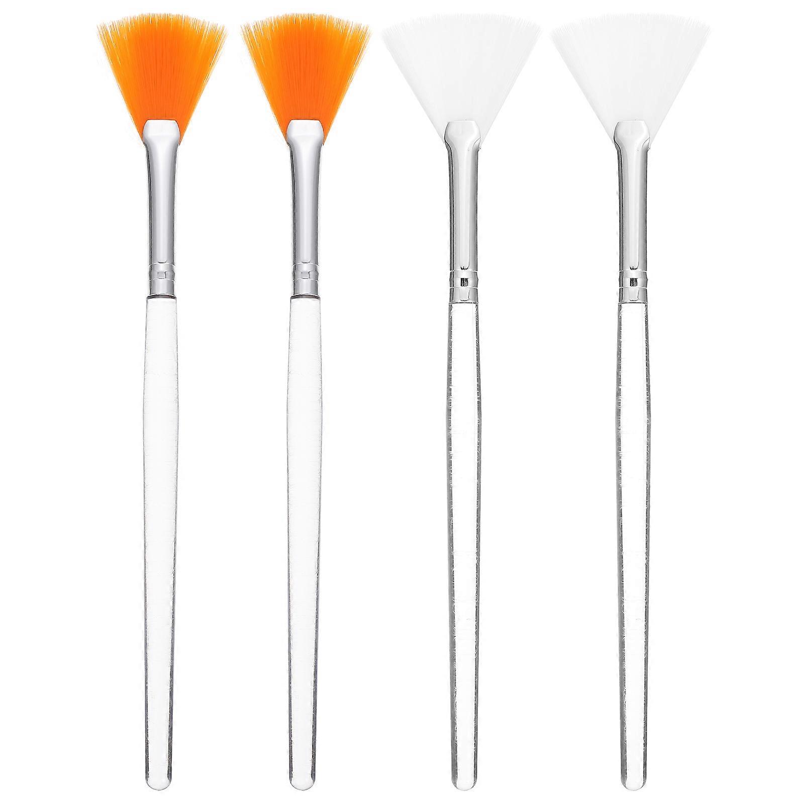 4Pcs Soft Facial Brush Assorted Color Fan Brushes Perfect For At-Home Use Designed For DIY Mask Spreading And Even Application