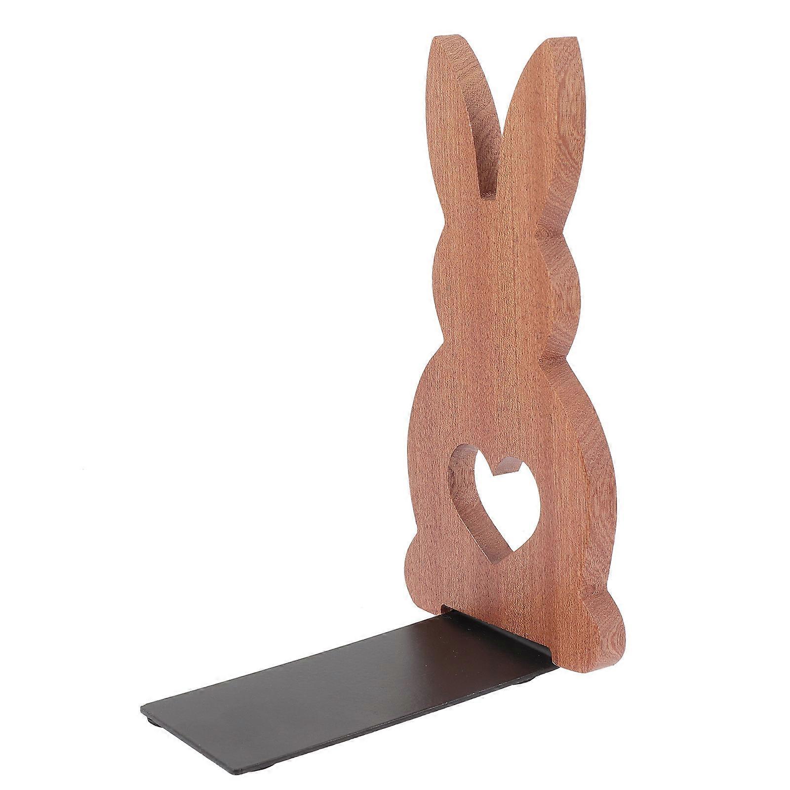 Wooden Bookend Cartoon Rabbit Bookend 1 Set Desktop Shelf Book Stopper