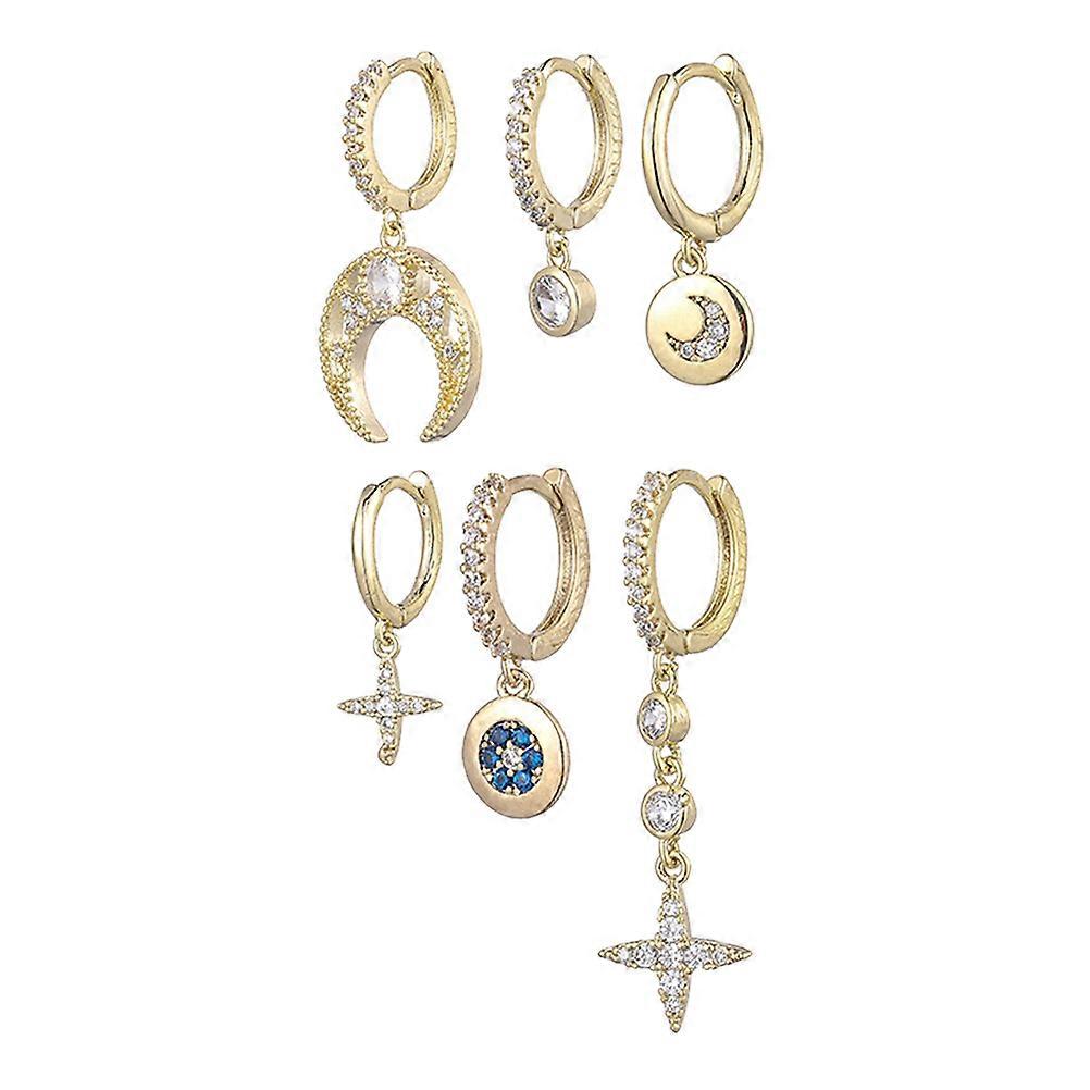 Star Dangle Earrings with Moon Design for Casual and Formal Occasions