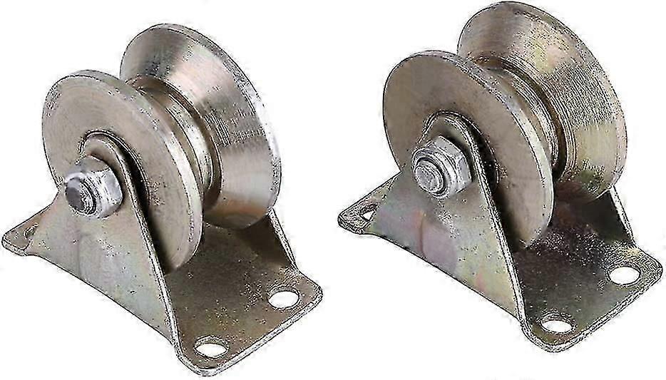 גלגלי רולר שער הזזה מפלדה בצורת V 2-Pack עם סוגר אביזרי דלת מסילה כבדים