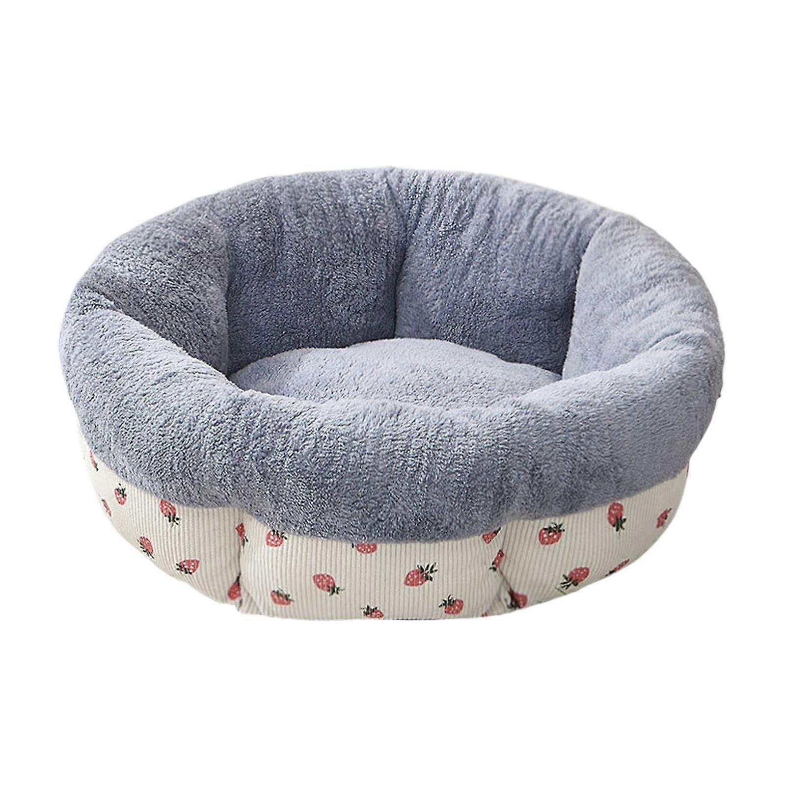 Round Donut Cat Bed, Warm and Soft Pet Bed with NonSlip Bottom, Machine Washable (Size: L 41 x W 20 x H 20 cm)