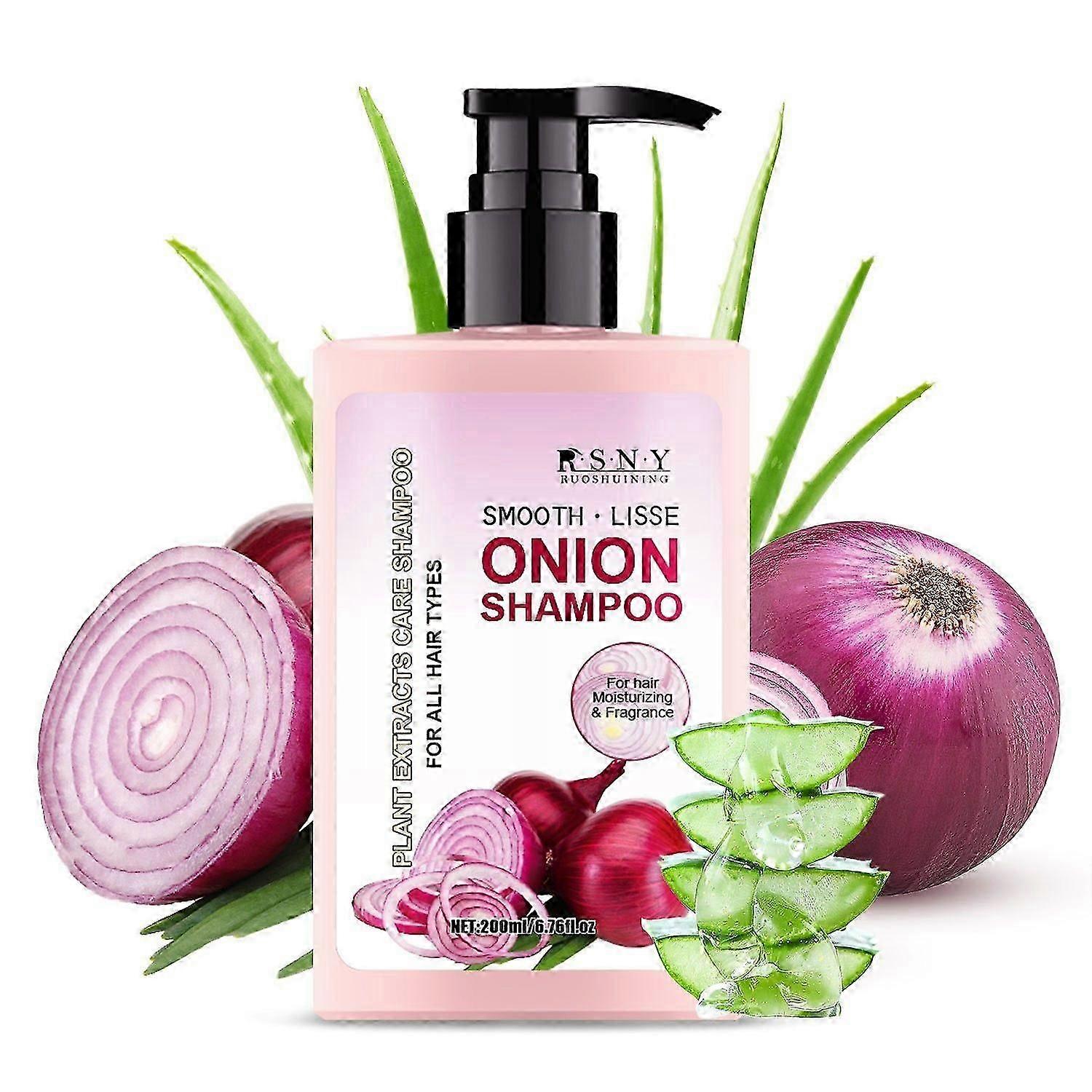 Shampoing à l’oignon et à l’aloès pour des cheveux plus forts, plus épais et plus longs - doux et brillant, perte de cheveux et cheveux clairsemés, shampooing pour la croissance des cheveux 200ML