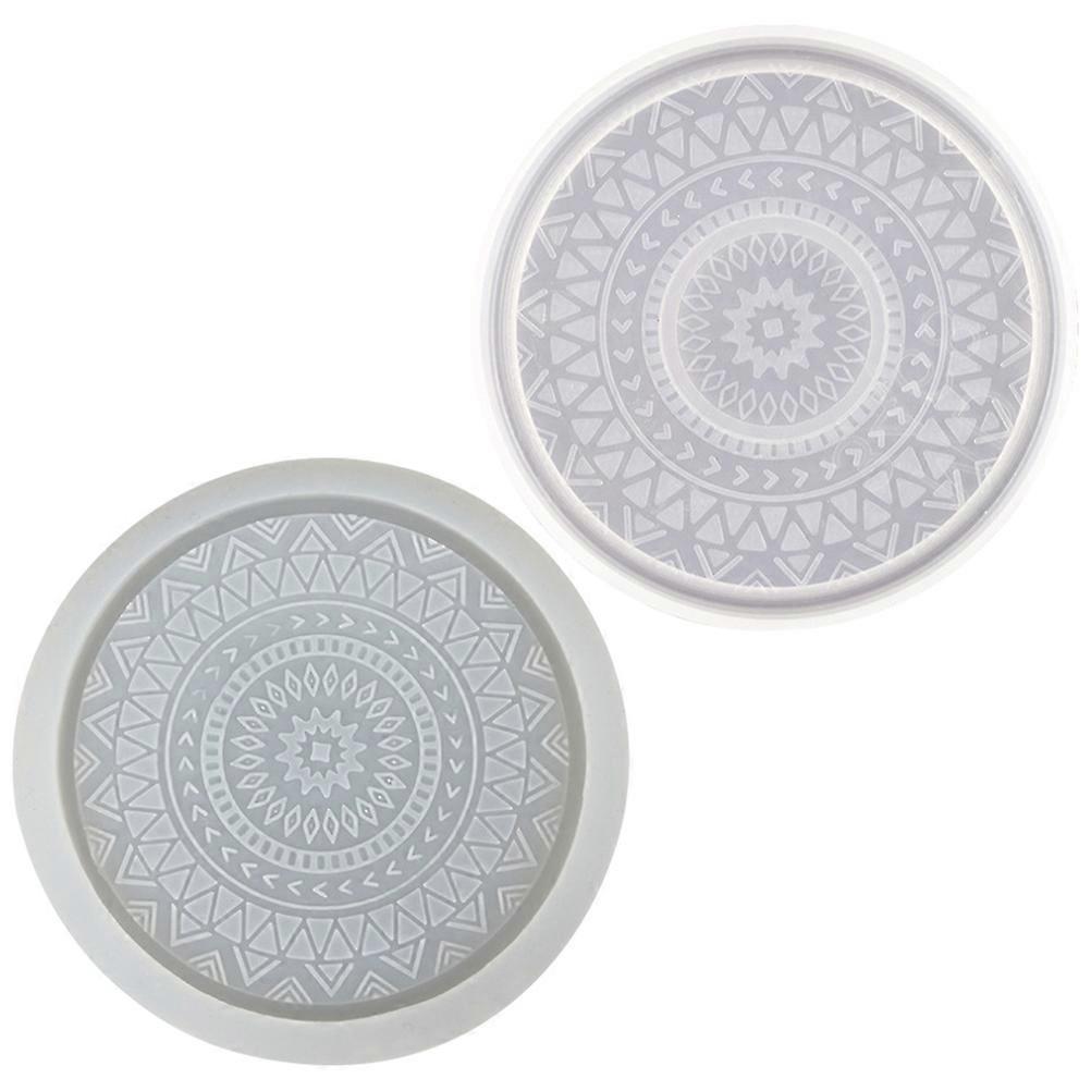 Coaster Making Mold 2Pcs Round Silicone Mold Non-Stick Home Use Assorted Color Effective Crafting
