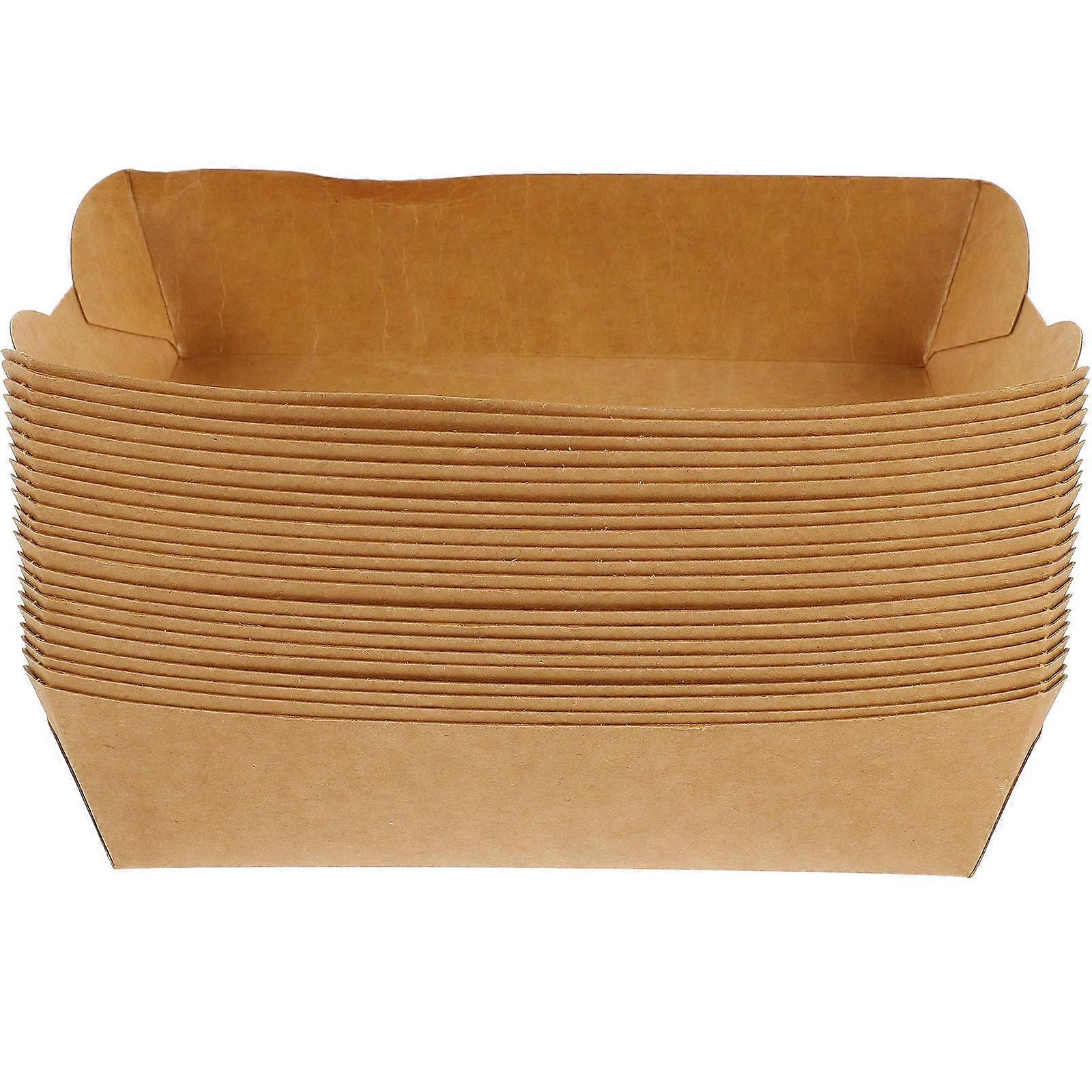 100pcs Kraft Paper Takeout Boxes for Food Packing Boats Fried Chicken Snacks Parties Sturdy Lightweight Easy Use
