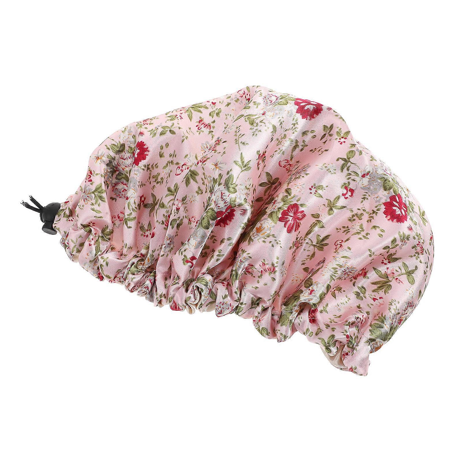Comfortable Breathable Children's Shower Cap In Pink Featuring Unique Flower Print Designed For Sleep 1Pcs