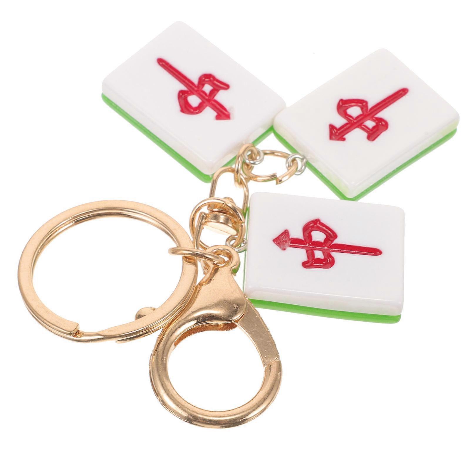 Mahjong Keychain with Resin and Zinc Alloy Compact Size for Bags and Wallets 1 Piece