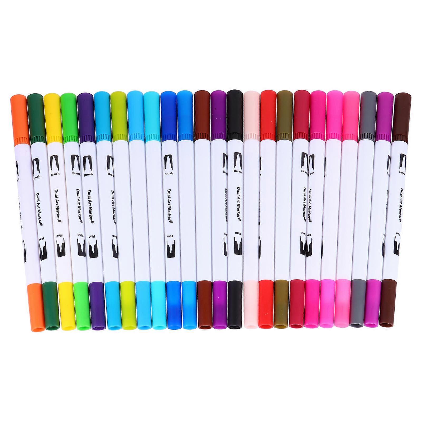 Dual Tip Brush Pens 24Pcs Assorted Color Art Supplies Perfect For Painting And Crafts For Artists And Students