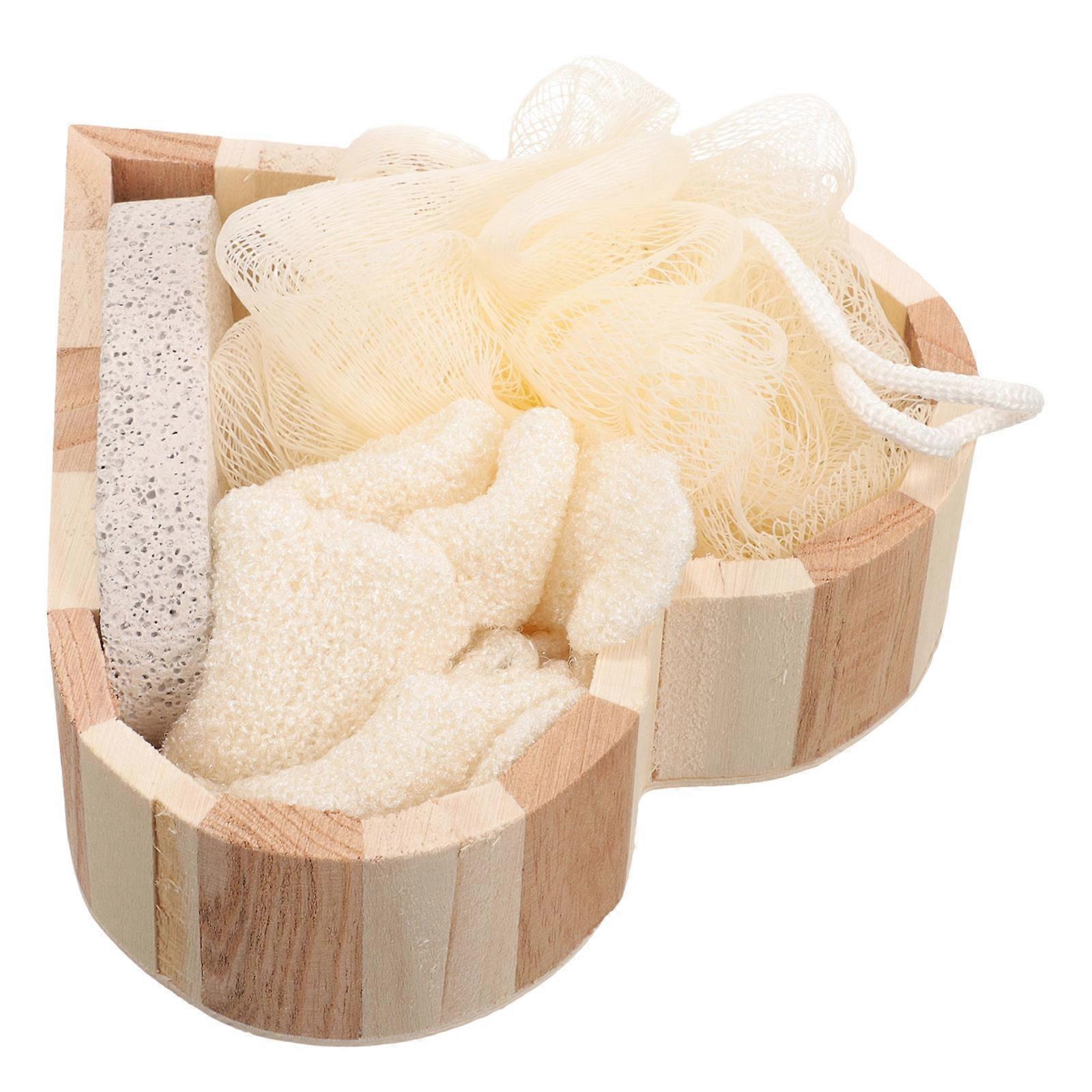 Loofah Exfoliating Body Scrubber Bathing Tool Heart-shaped For Family And Friends 1 Set