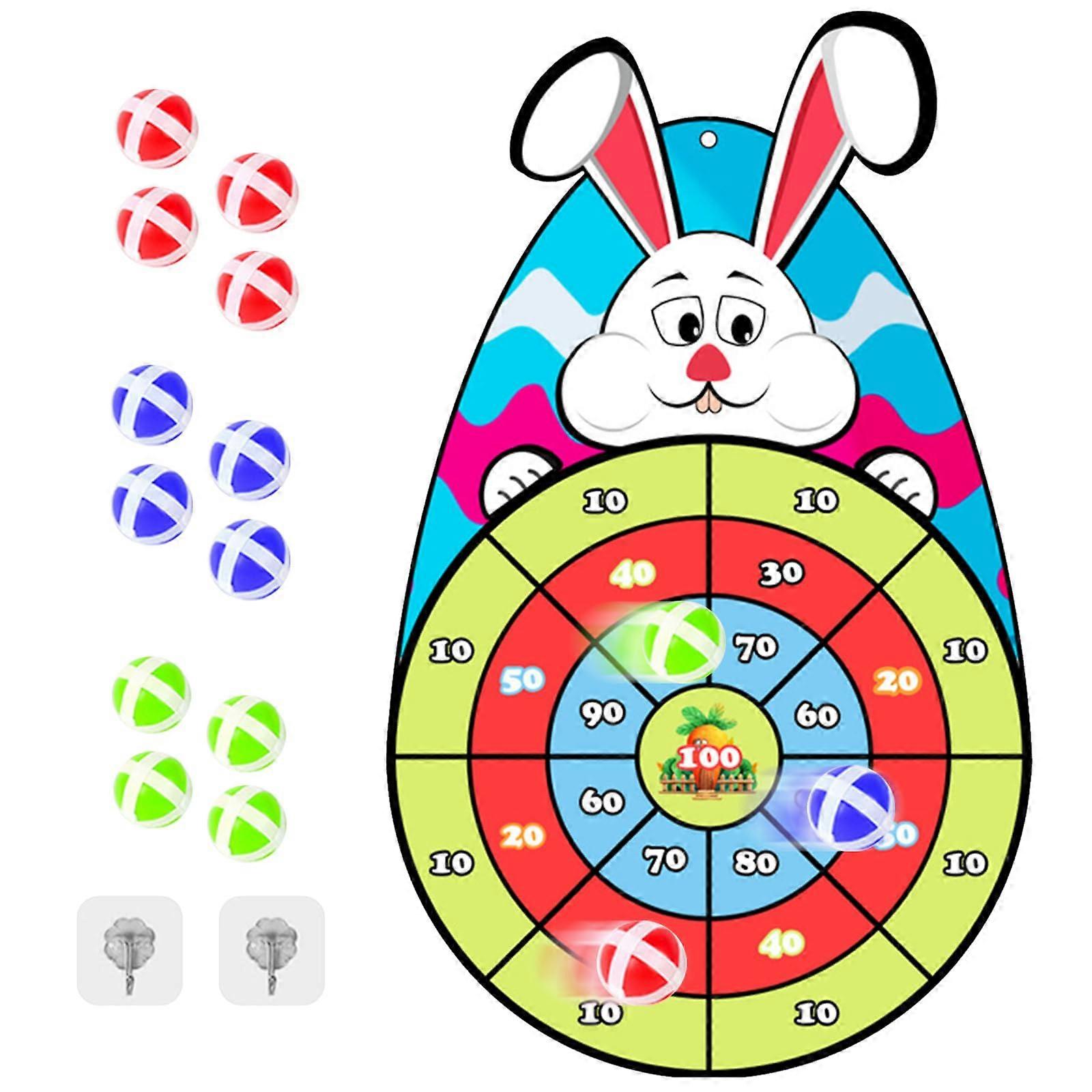 Easter Rabbit Dartboard Velcro Dart Game with 12 Sticky Balls, Easter Gifts