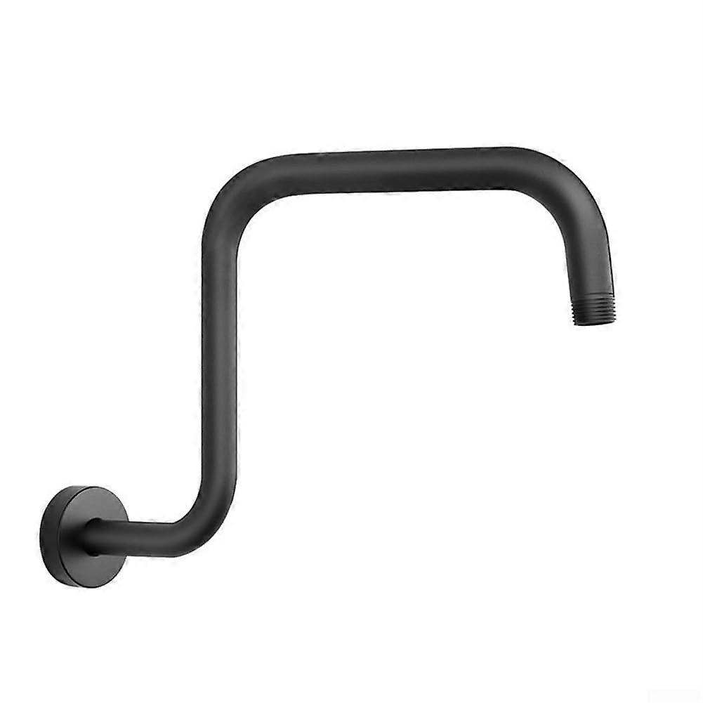 Shower Head Extension Arm, Flanged Ceiling Mount, S-Shaped Gooseneck, Chrome Finish, Long Arm Schwarz Variant