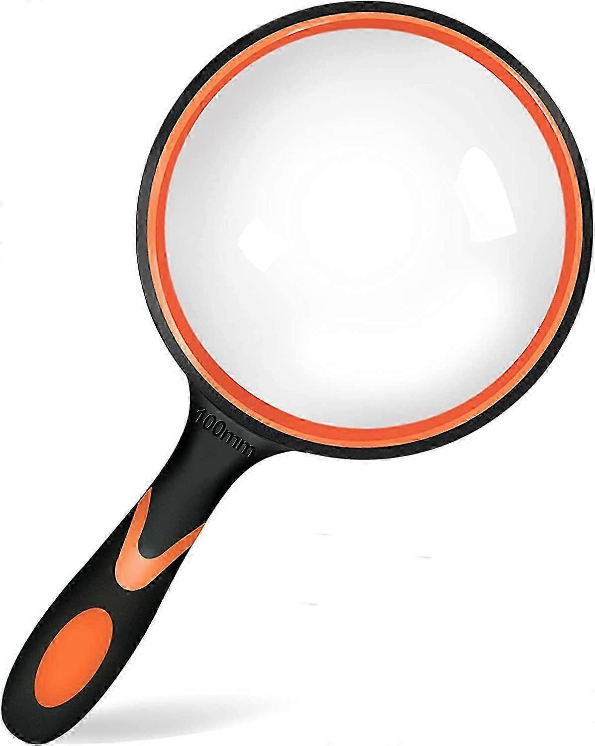 100mm Reading Magnifier Big Portable 10X Magnification with Non-Slip Soft Rubber Handle 100mm Diameter for Reading Books Real Glass for Reading Newspa