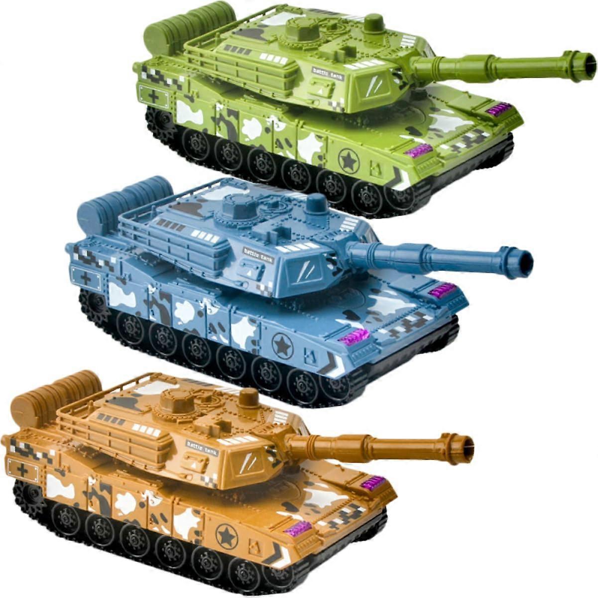 Pullback Tank Models 3-Piece Set Small Plastic Tanks For Boys Educational Desk Decor Learning Toy