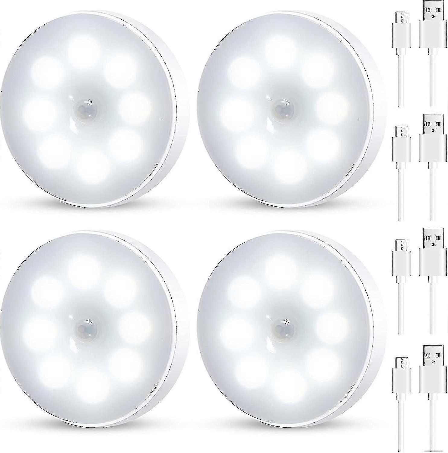 4-Piece Motion Sensor LED Night Lights - Stick-On for Closets & Stairs