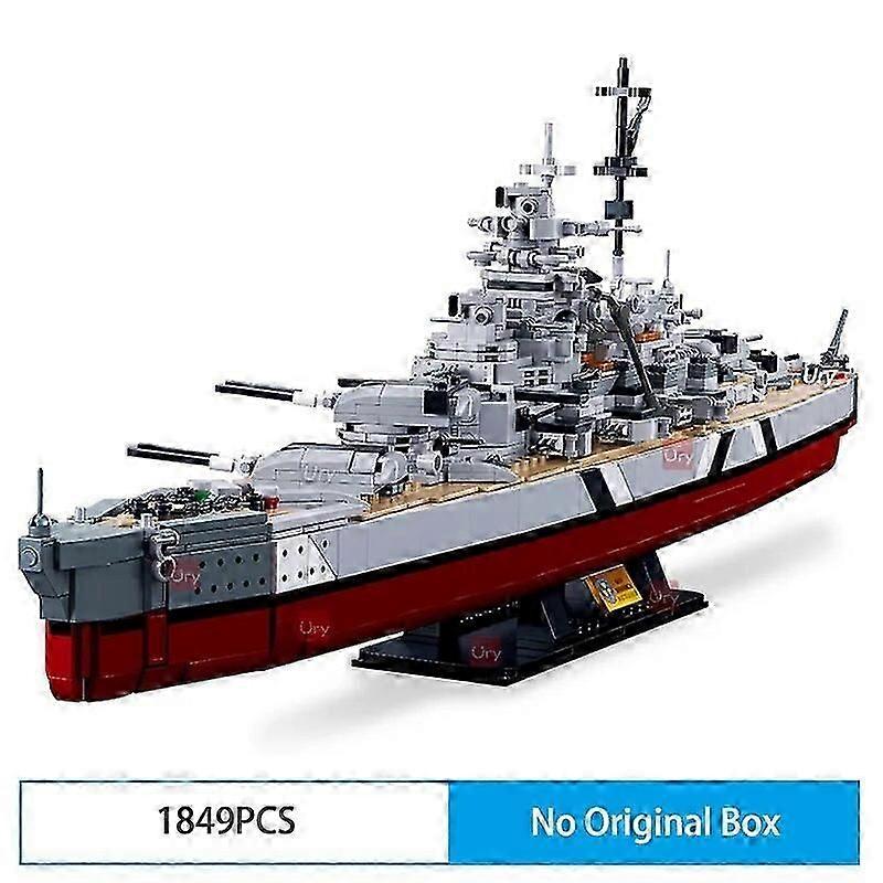 WW2 Military Warships KMS 2in1 Bismarck Battleship Fleet Collection Building Blocks Classic Model Toy for Kids Boy Gift1849PCS-Without Box Remote Cont