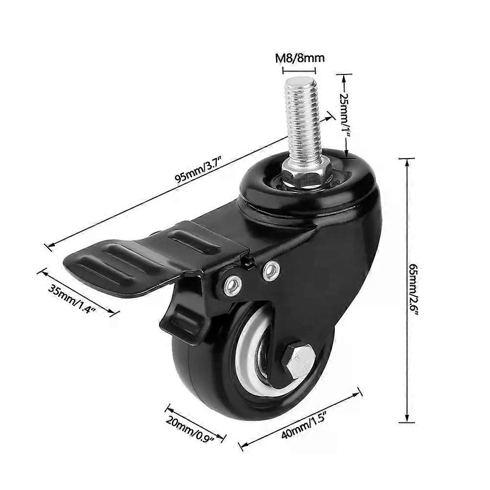 1.5" Threaded Stem Casters , 4Pcs Heavy Duty Swivel Caster with M8x25 Threaded Stem for Shopping Carts, Workbench, Furniture