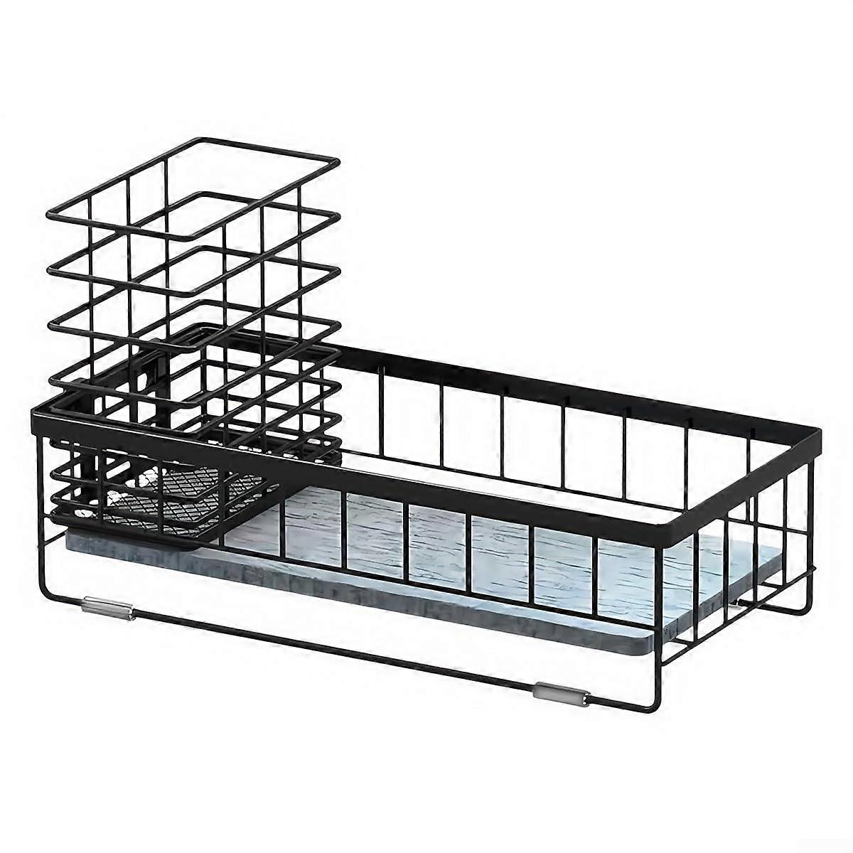 Stylish Sink Holder with Quick-Drying Diatomaceous Earth, Removable Brush, Black Color, Modern Design