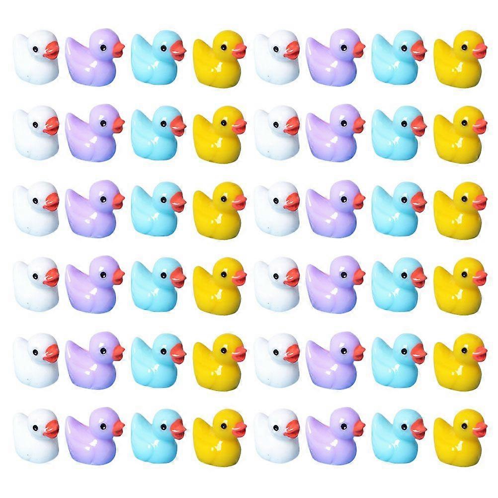 80Pcs Mini Resin Ducks Figures Cute Tiny Ducks Resin Miniatures Animals Model (Mixed Color)