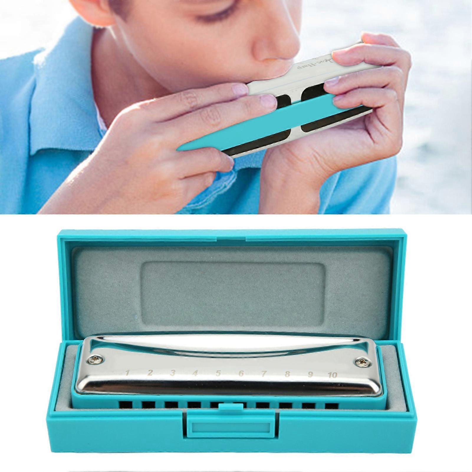 Bendeis HARP 10-Hole Blues Harmonica B Key 103x30x20mm Blue