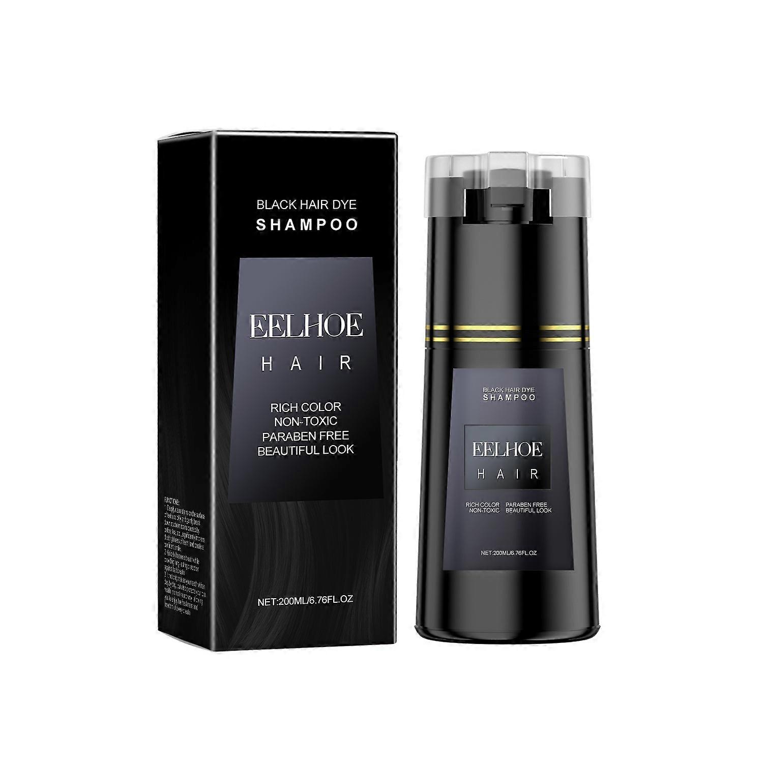 1-6kpl EELHOE kasvipohjainen monivärinen DIY-hiusvärishampoo hellävarainen värjäys hiustenhoito 200ml - musta