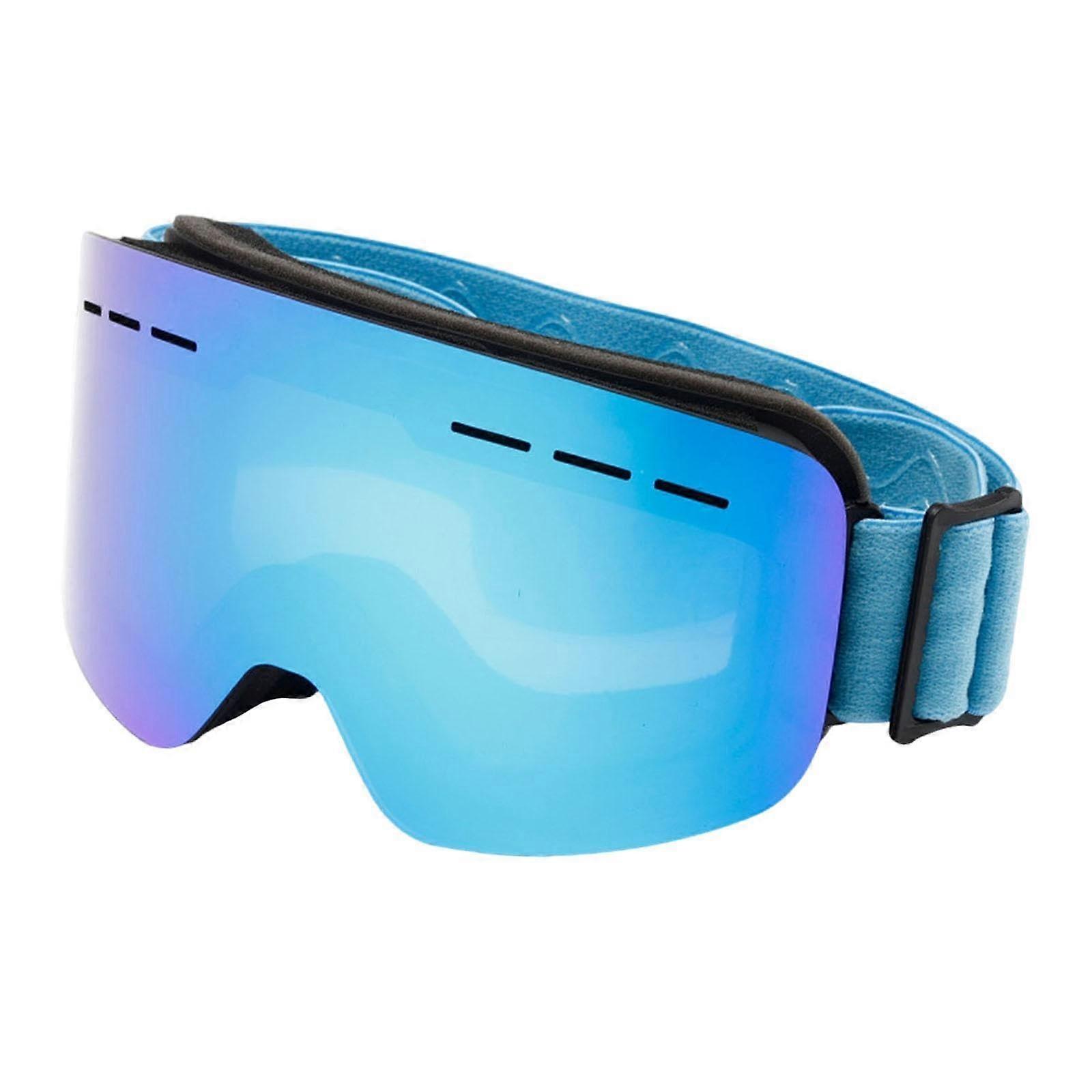 Ski Goggles Adjustable Strap Blue Frame For Snowboarding And Snowmobiling For Winter Sports