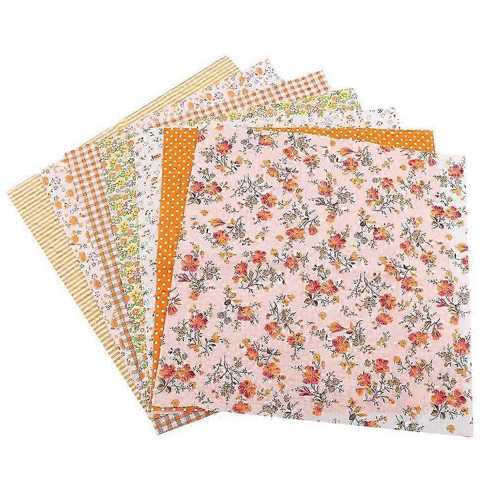 7pcs Cotton Fabric Pre-Cut Squares, DIY Bedding Kit, Assorted Fabrics