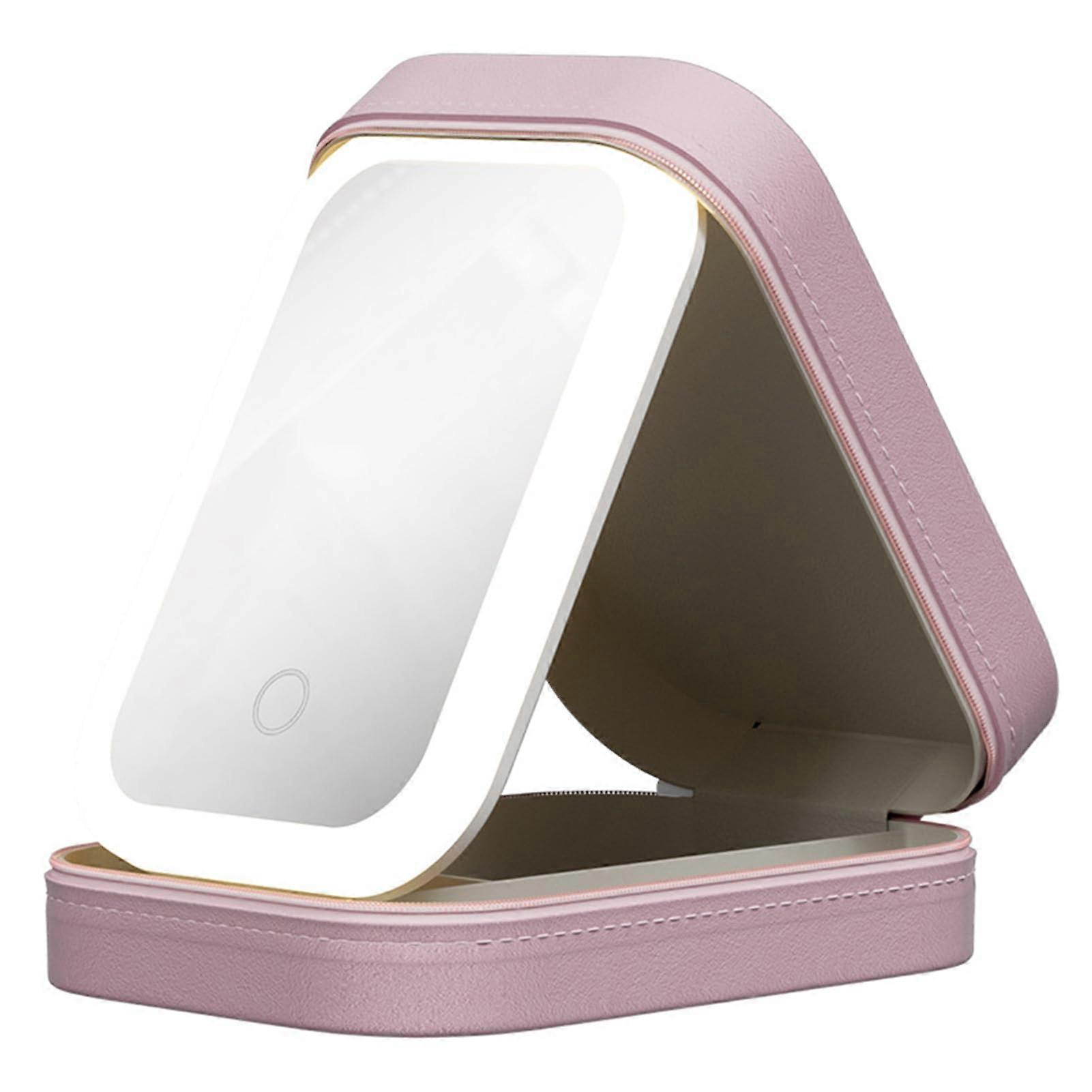 Makeup Storage Box With Handle Travel Makeup Case With Lights LED Mirror Organizer Lighted Vanity Case Sakura Powder