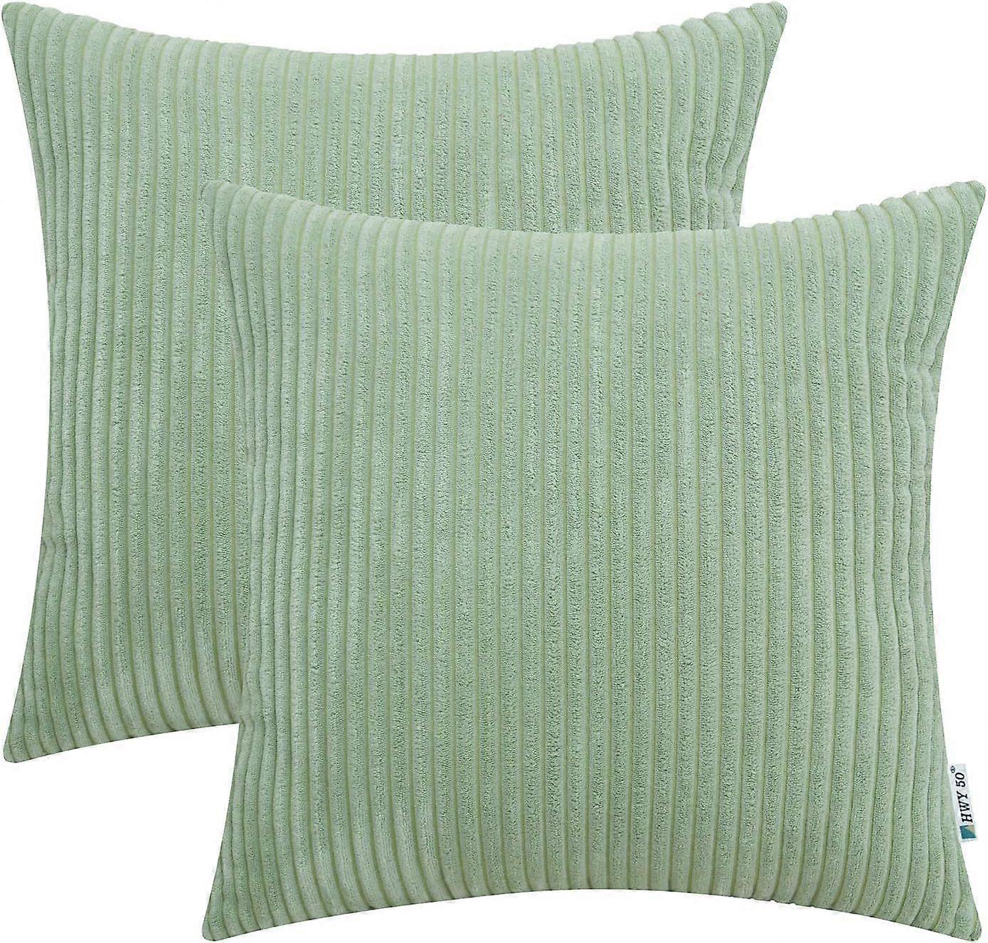 Salbeigrüner Cord Dekokissenbezüge 16x16 Zoll, 2er Set, Soft Cozy Spring
