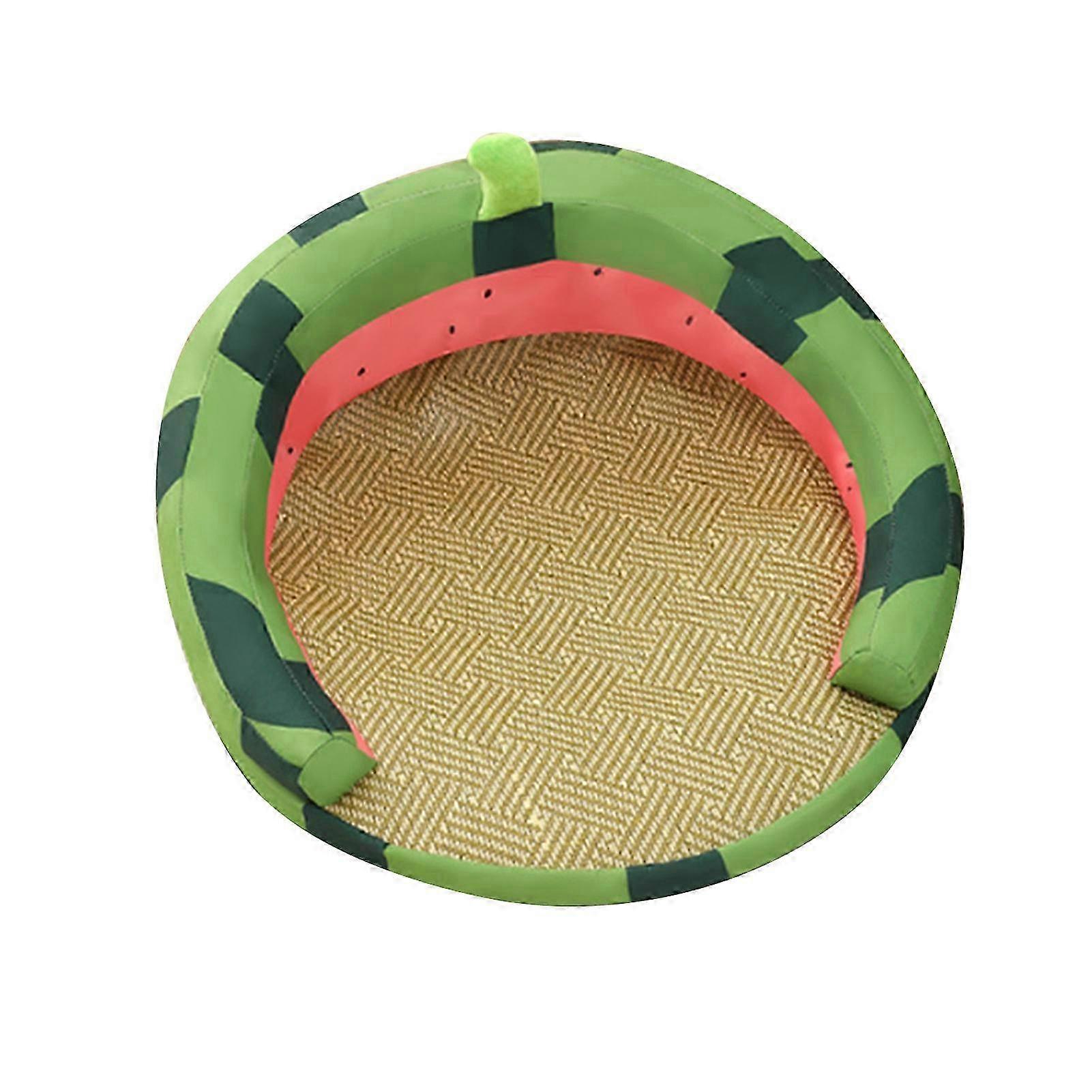 Breathable Rattan Cat Nest Mat, Summer Cool Pet Bed, Watermelon Design, Size L