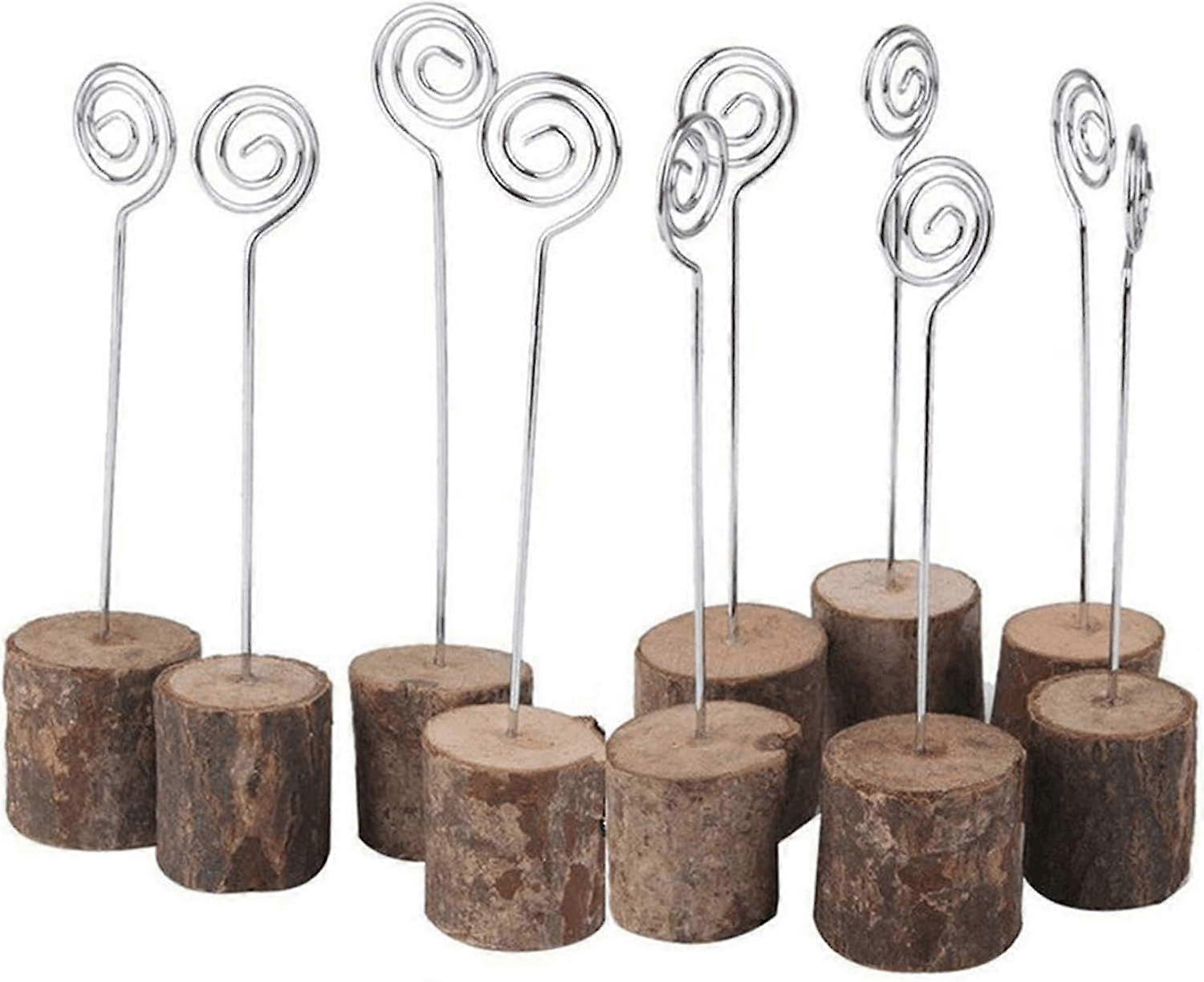 木製カードホルダー、素朴な木製テーブル番号ホルダー10個、ウェッド用名刺写真ホルダー